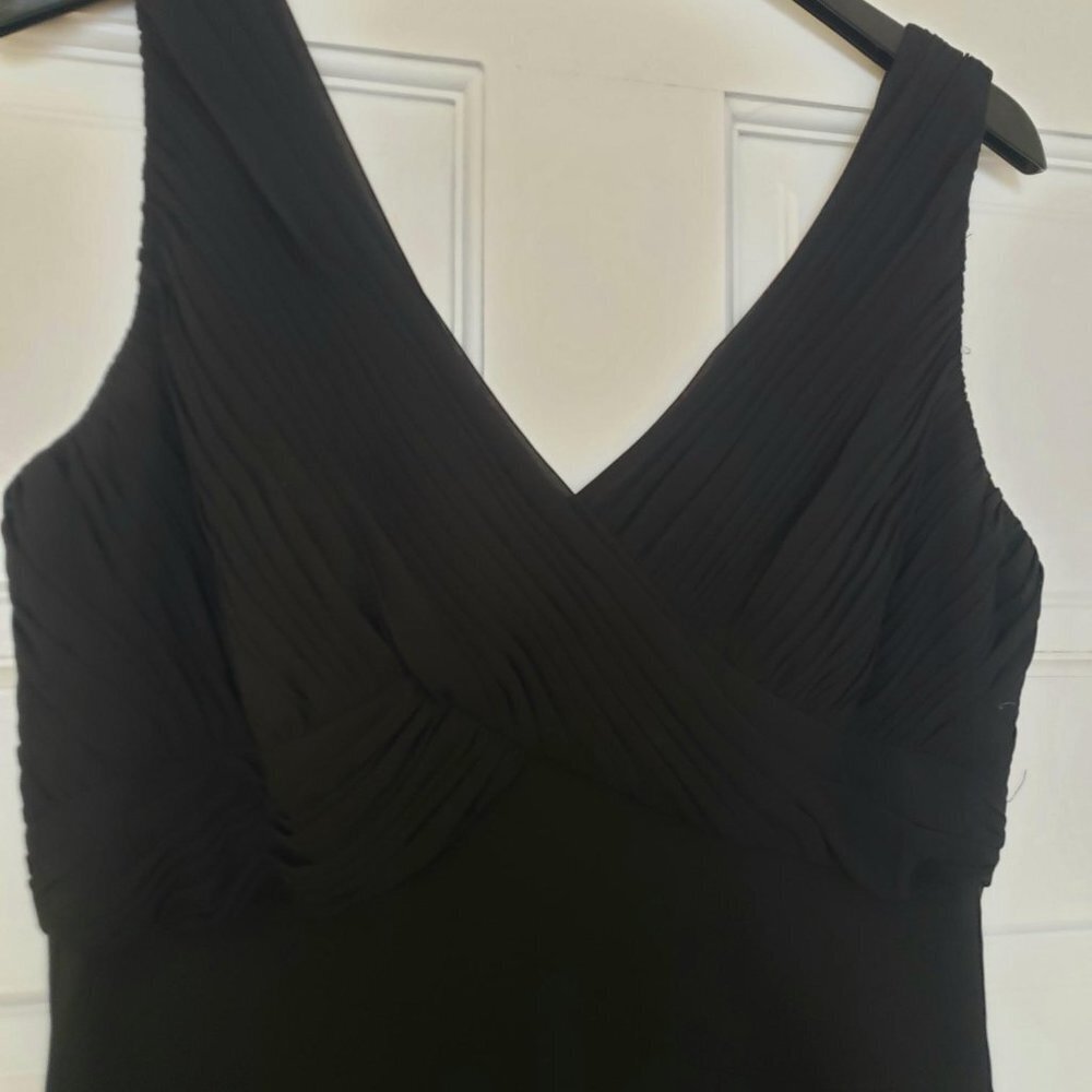 Adrianna Papell Ruched Chiffon Bodice Cocktail Dress Little Black Dress - Picture 11 of 12